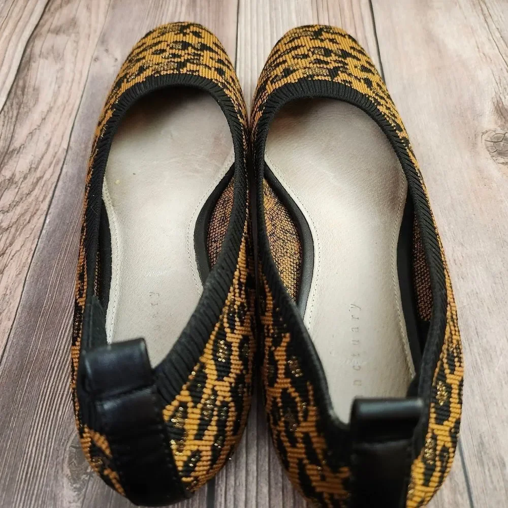 Sanctuary knit Leopard print ballet flats leather lining Sz 7.5‎